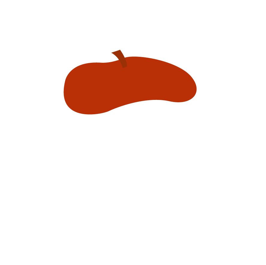 A red beret with a brown leather strap on a white background.
