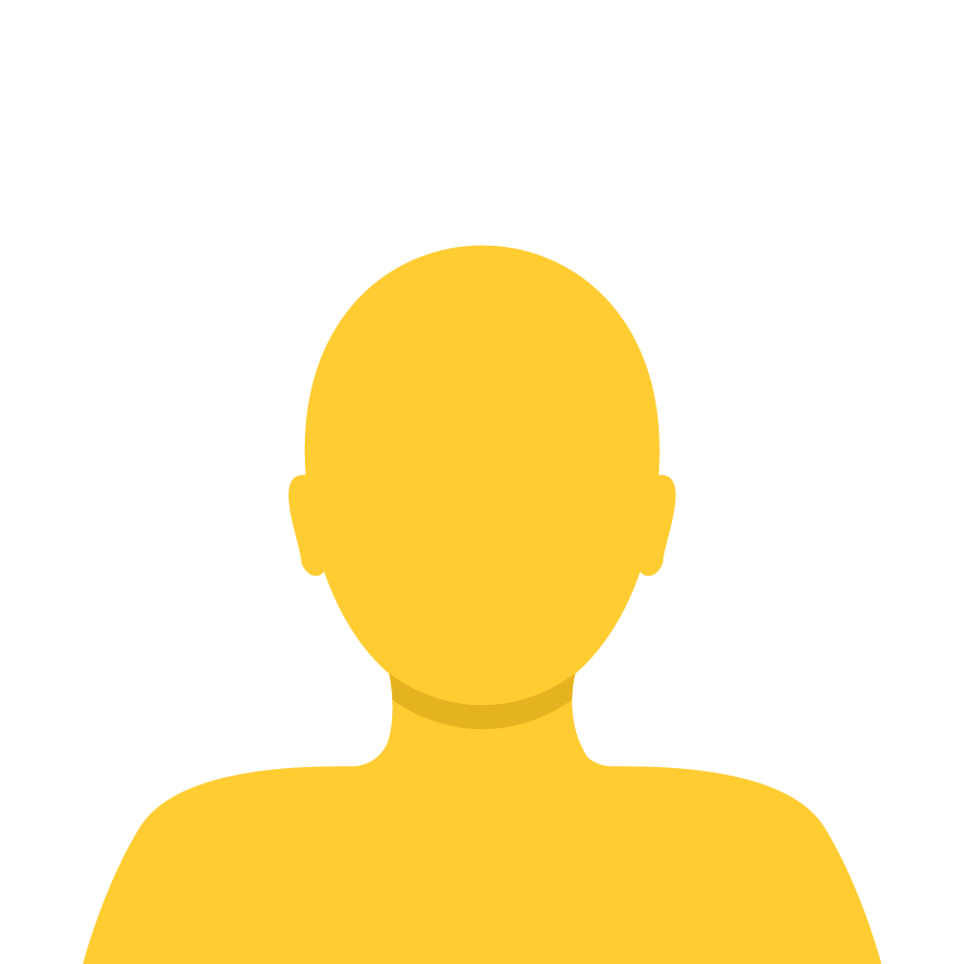 This image shows a simple yellow user avatar icon on a white background, featuring a generic head and shoulders silhouette without facial features.