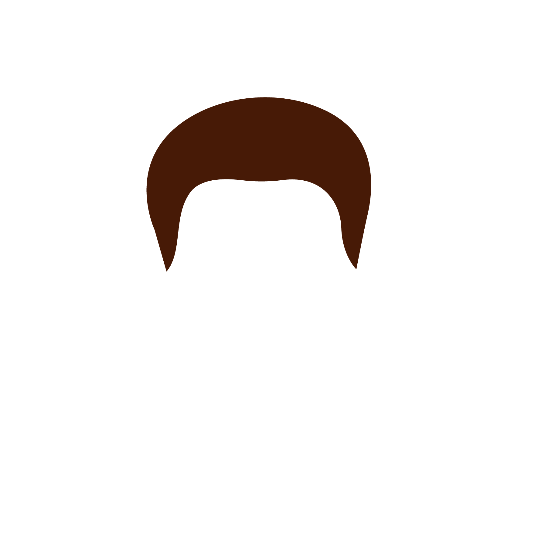 Illustration of a stylized brown hairstyle with a smooth, rounded top and tapered sides, set against a white background. The image focuses solely on the hair, with no facial features or other elements depicted.