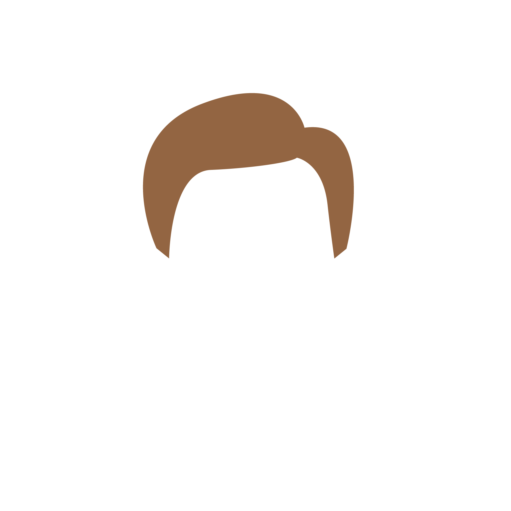 Illustration of brown, neatly styled hair against a white background.