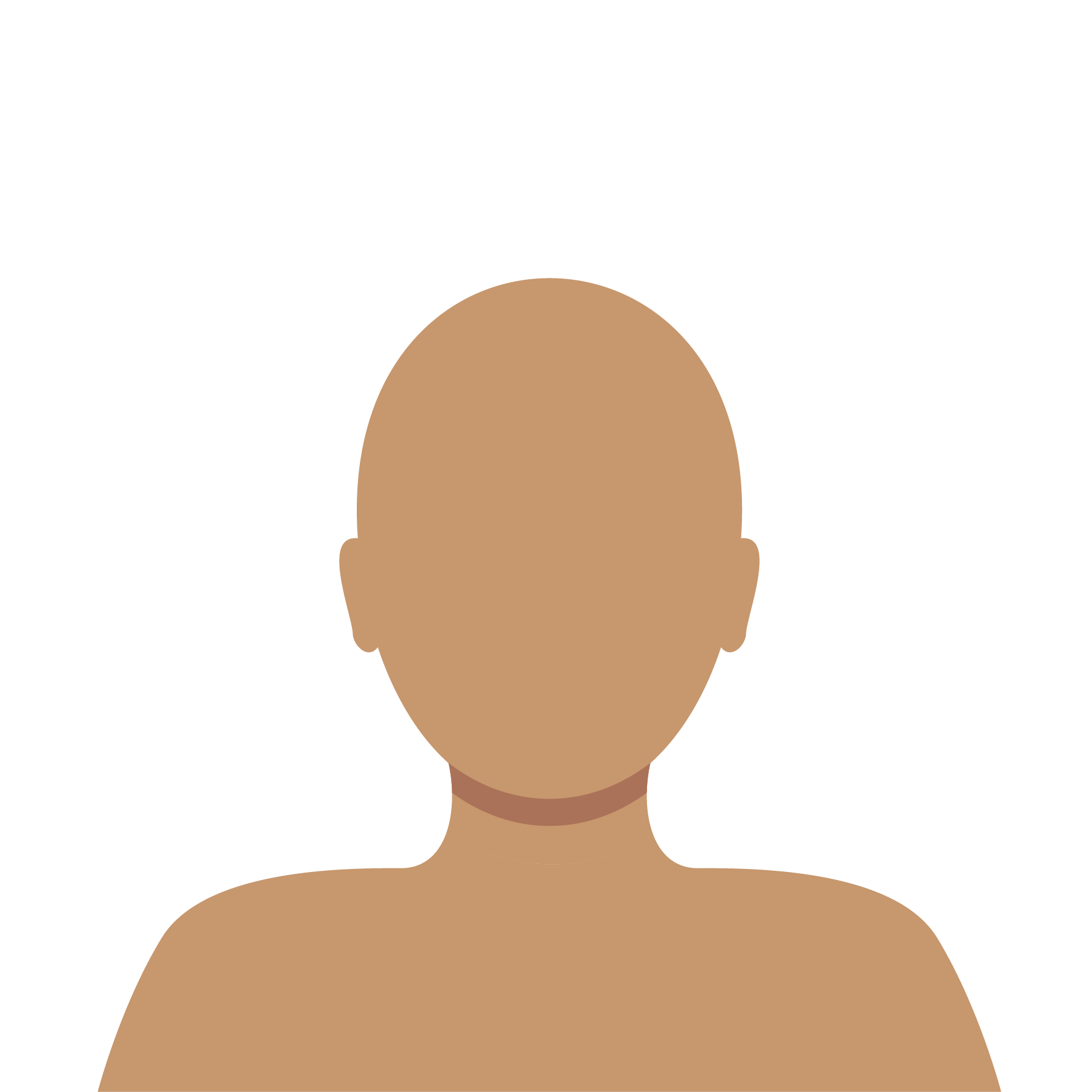 A blank human silhouette on a white background. The figure has a rounded head and no facial features or distinguishing characteristics. The design is simple and minimalistic, using a single shade of light brown color.