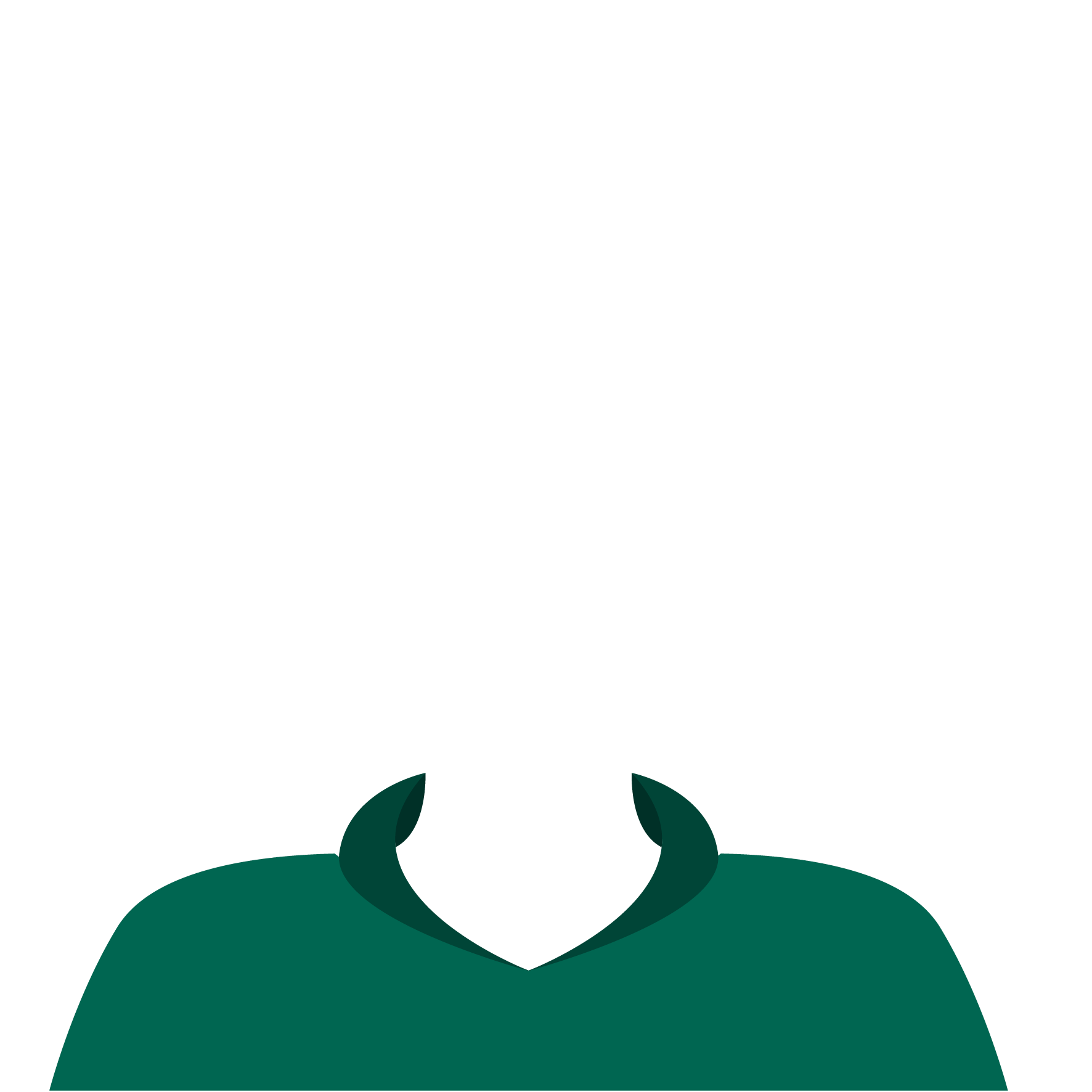 Illustration of a teal collared shirt with a white background. The shirt has a V-neck design and wide lapels.