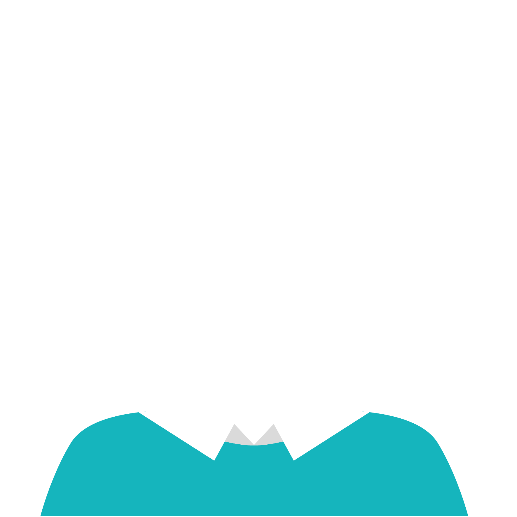 A whimsical illustration of a shark with a teal body and open mouth, featuring detailed sharp teeth. The background is plain white, drawing focus to the shark.